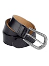 Leather belt with embossed buckle