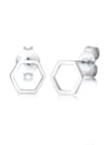 Ohrringe Hexagon Geo Trend Minimal Filigran 925 Silber