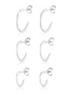 Ohrringe 3Er Set Creolen Stecker Basic Trend 925 Silber