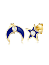 Ohrringe Sterne Halbmond Astro Zirkonia Emaille 925 Silber