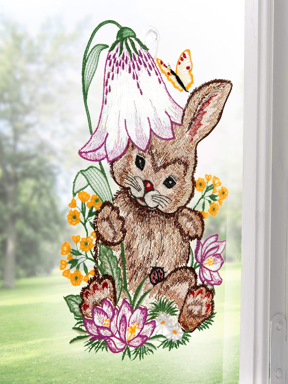 Plauener dentelle ® Fensterbild Pâques Fenêtre Décoration Papillons printemps 