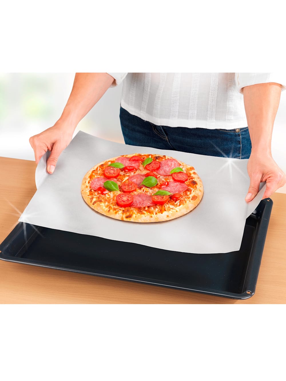 pizza-Plaque du four Pizza Tôle support anti-adhérent Backset Pizza en tôle 4er Set environ 