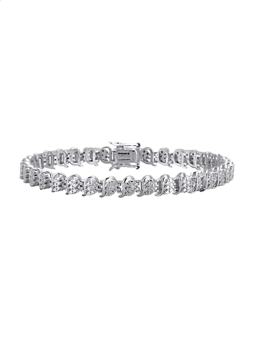 kaping Protestant vrouw Armband met diamanten, van echt zilver, 20 cm | MONA