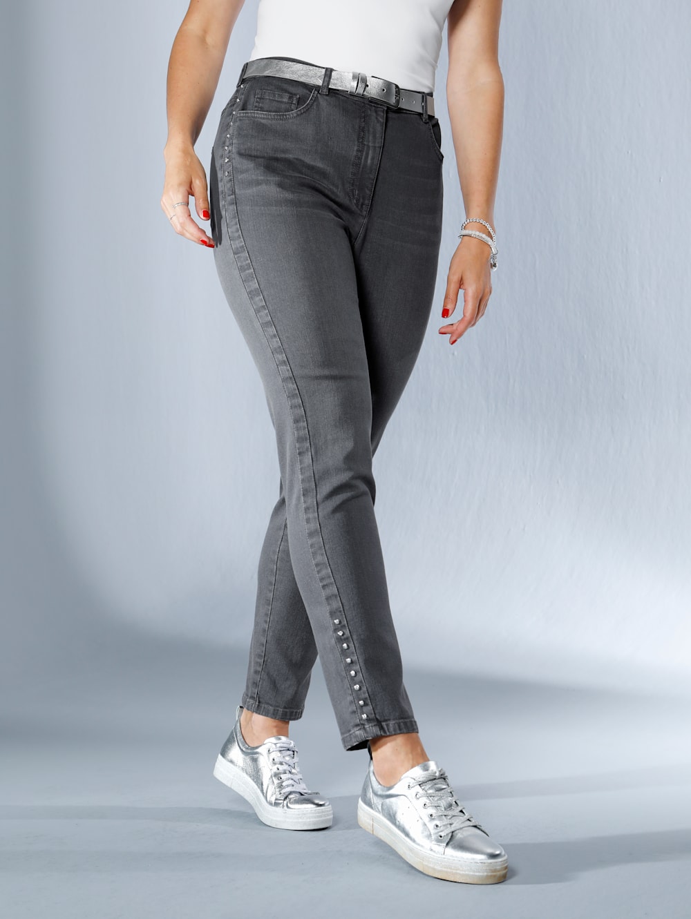 MIAMODA Jeans seitlich mit Strasssteinen besetzt | Mia Moda