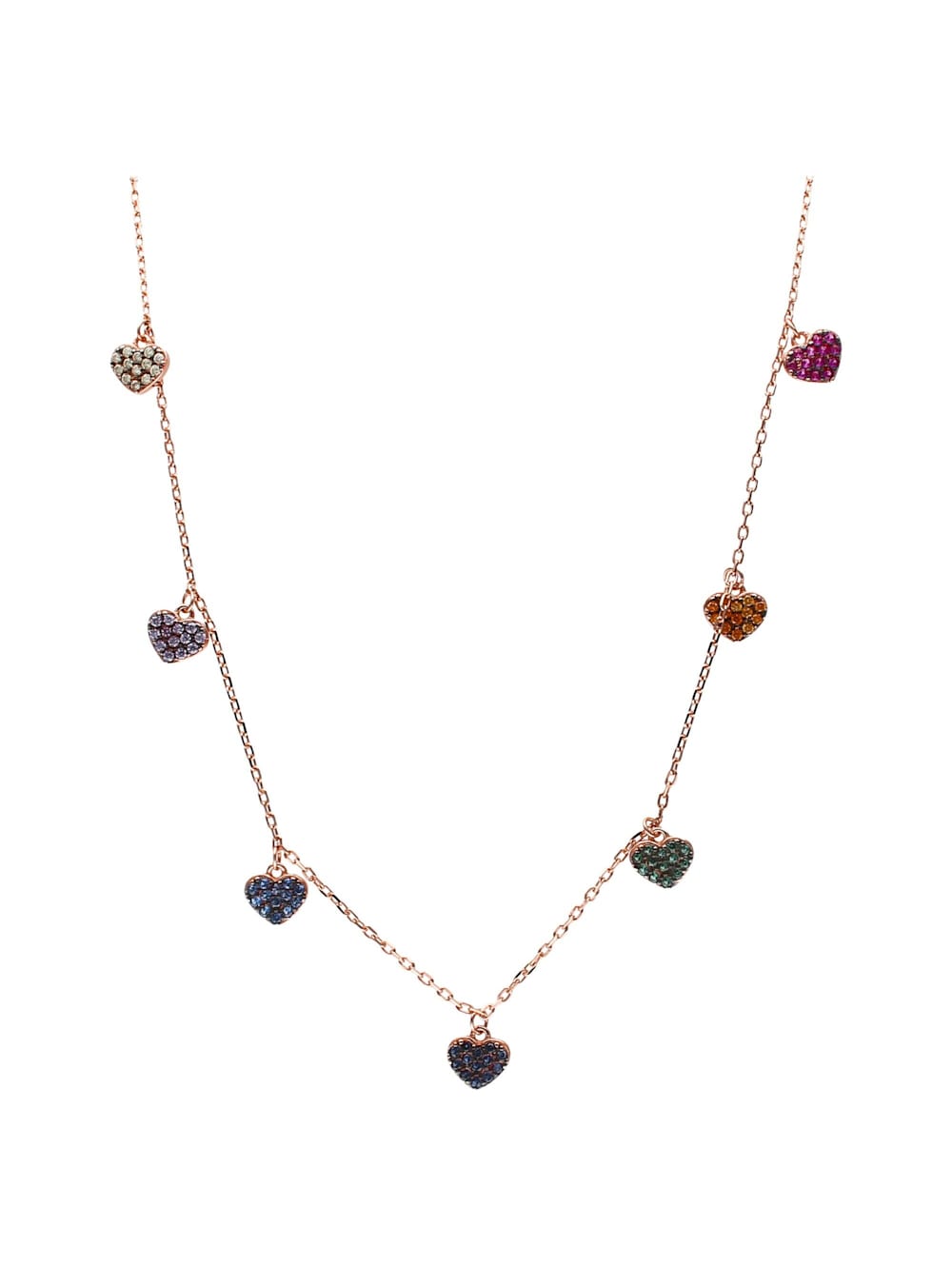 chmuck Collier Elegante  Halskette mit Herz und Krystallsteine 