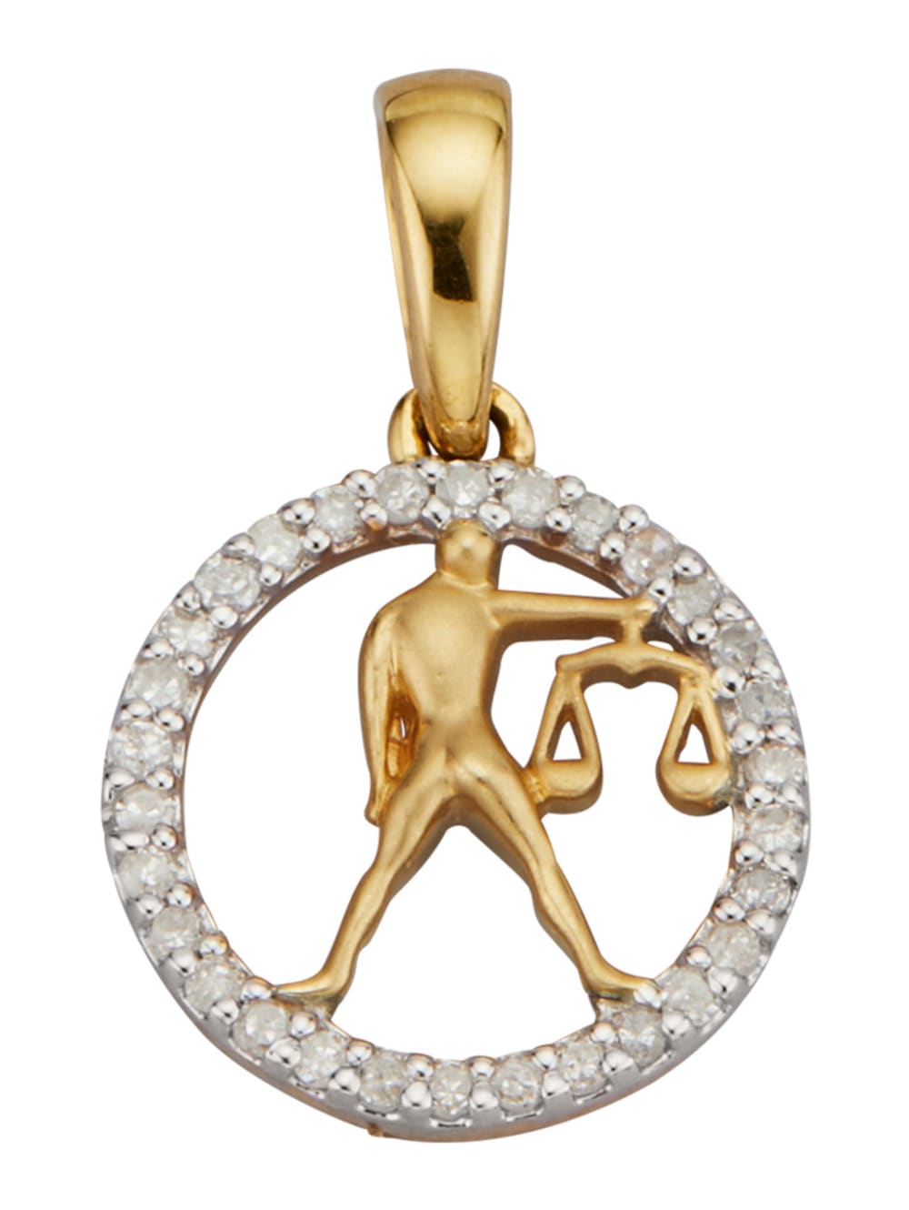 veel plezier vod nevel Hanger Sterrenbeeld Weegschaal, met diamanten, 14 kt. goud | Klingel