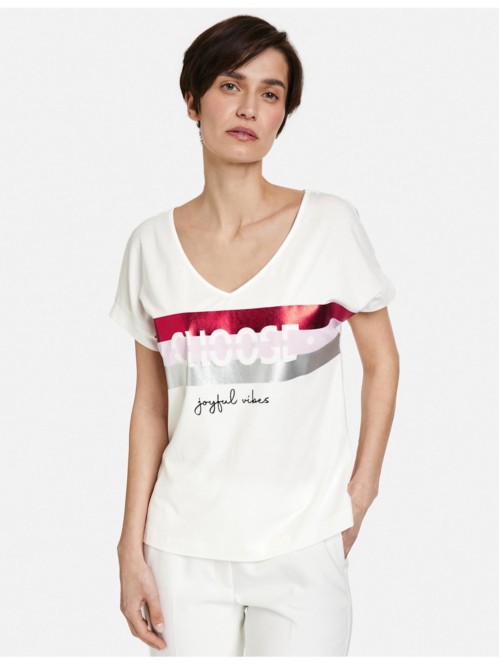 Gerry Legeres T-Shirt Wording-Detail | Alba Moda
