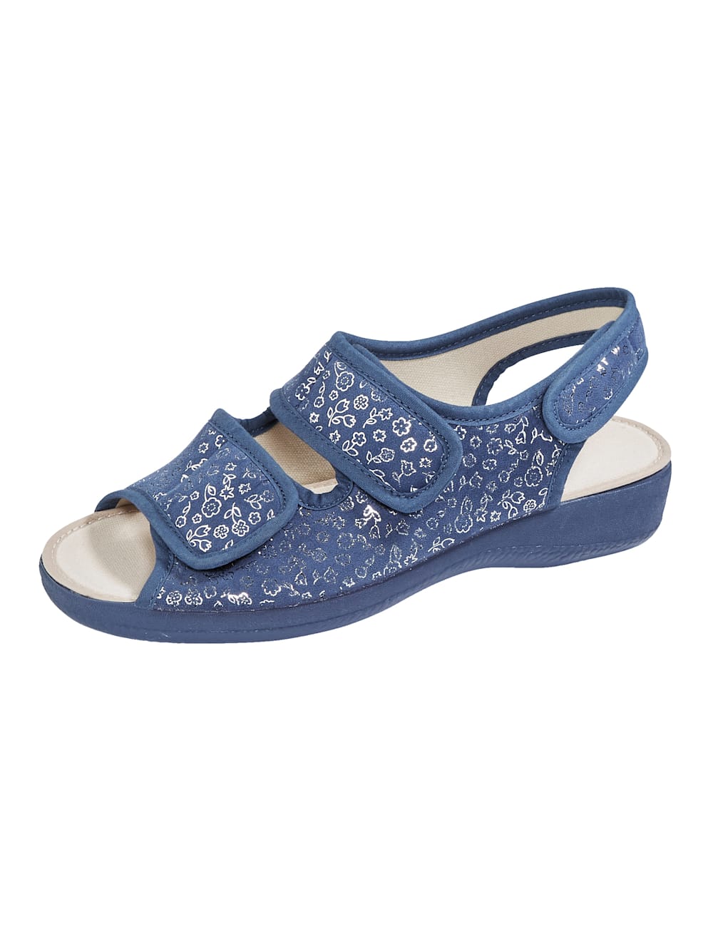 Naturl\u00e4ufer Sandales confort bleu-blanc motif abstrait style d\u00e9contract\u00e9 Chaussures Sandales Sandales confort Naturläufer 