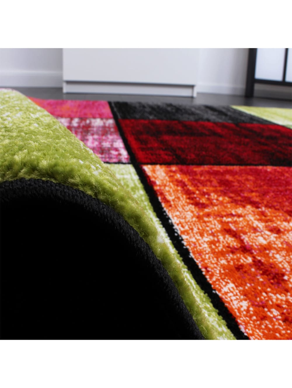 Designer Teppich Modern Trendiger Kurzflor Teppich in Rot Creme Meliert