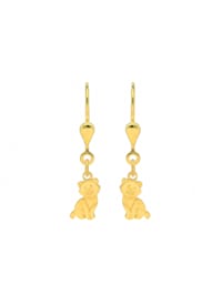 Damen Goldschmuck 1 Paar 585 Gold Ohrringe / Ohrhänger Katze