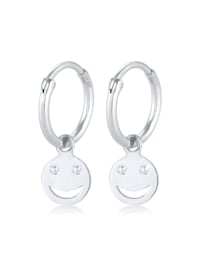 Ohrringe Creolen Smiley Emoji Plättchen Trend 925 Silber