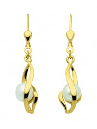 Damen Goldschmuck 1 Paar 333 Gold Ohrringe / Ohrhänger mit Süßwasser Zuchtperle