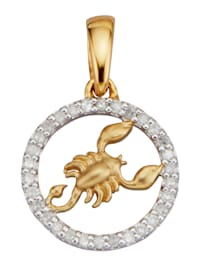 Sternzeichen-Anhänger - Skorpion - mit Diamanten in Gelbgold 585