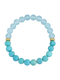 Bracelet en perles de turquoise (rec.) et perles de quartz bleues (trait.)
