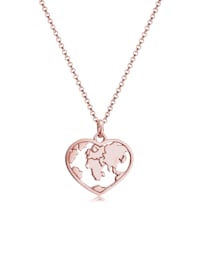Halskette Herz Weltkugel Globus Erbskette Trend 925 Silber