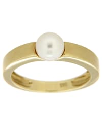 Ring 585/- Gold Akoya Zuchtperle weiß Glänzend