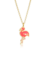 Halskette Kinder Flamingo Emaille Bunt 925 Silber