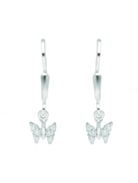1 Paar 925 Silber Ohrringe / Ohrhänger Schmetterling mit Zirkonia