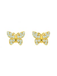 1 Paar  333 Gold Ohrringe / Ohrstecker Schmetterling mit Zirkonia