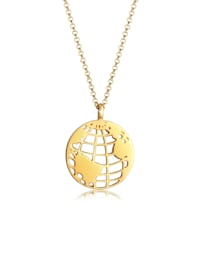 Halskette Weltkugel Globus Anhänger Plättchen 925 Silber