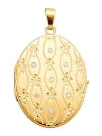 Medaillon-Anhänger mit Diamanten in Gelbgold 585