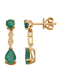 Ohrringe mit Smaragd und Saphir in Gelbgold 585