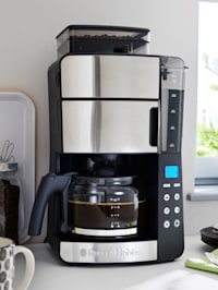 Glas-Kaffeemaschine mit integriertem Mahlwerk