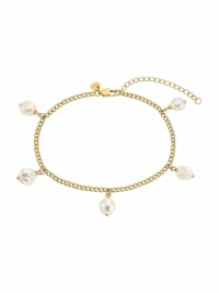 Fußkette für Damen, Edelstahl IP Gold |Perlen