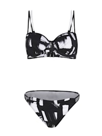 Bikini à motif graphique noir et blanc