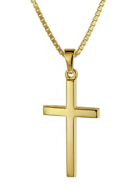 Kreuz 26 mm Gelbgold 333 / 8 Karat mit vergoldeter Halskette