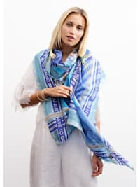 Edel-Schal aus Baumwolle und Seide mit „OCEAN“-Print