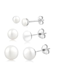 Ohrringe Basic Set Perlen Süßwasserzuchtperlen 925 Silber