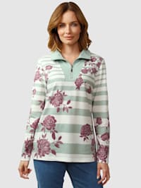 Sweatshirt mit Streifen und Blütendruck