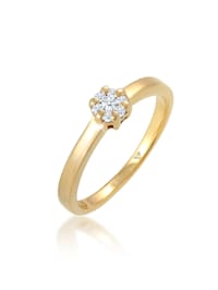 Ring Blume Verlobung Diamant (0.12 Ct.) 585 Gelbgold