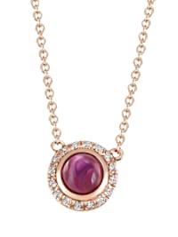 Collier 585 Rotgold 1pinker Turmalin 16 Brill 0,05 ct