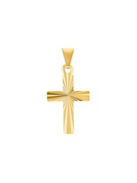 Motivanhänger für Damen und Herren, Unisex, Gold 375 | Kreuz