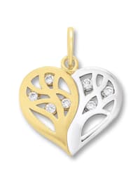 Schmuckset - Set mit Halskette  Zirkonia Herz Herz Anhänger aus 333 Gelbgold