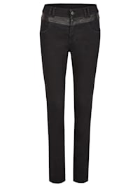 Jeans Skinny Button Patch mit Lederimitatapplikationen