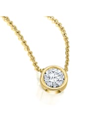 0.1 ct  Diamant Brillant Zarge Halsketten aus 750 Gelbgold   45 cm