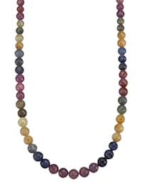 Halskette aus multifarbenen Saphir-Kugeln