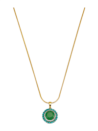 Pendentif avec chaîne en argent 925, avec jade (trait.), turquoise et topaze blanche