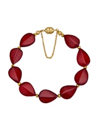 Bracelet en ambre avec ambre de couleur rouge et pyrite