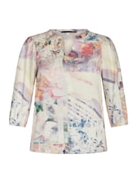 Bluse mit floralem Muster-Mix und V-Ausschnitt