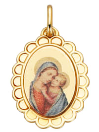 Anhänger - Maria mit Kind - in Gelbgold 375