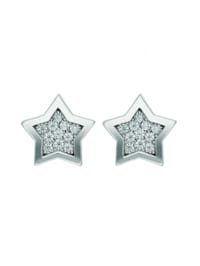 Damen Silberschmuck 1 Paar  925 Silber Ohrringe / Ohrstecker Stern mit Zirkonia