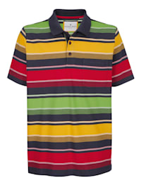 Poloshirt mit garngefärbtem Streifenmuster rundum