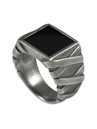 Ring 925/- Sterling Silber Onyx schwarz oxydiert