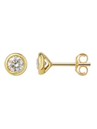 0.40 ct  Diamant Brillant Zarge Ohrringe   Ohrstecker aus 585 Gelbgold