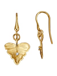 Boucles d'oreilles Feuille en or jaune 585, avec diamants