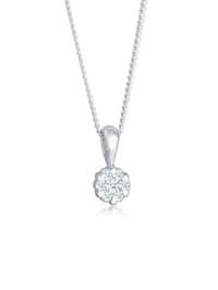 Halskette Blume Brilliant Diamant (0.12 Ct.) 925 Silber